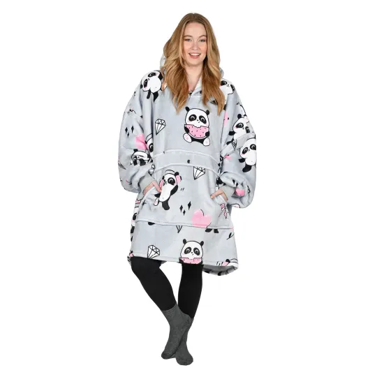 Womens Oversized Flannel Blanket Hoodie Sweatshirt