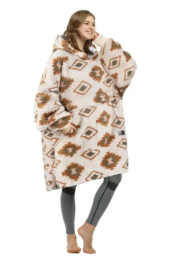 Oversized Blanket Hoodie Sweatshirt Warm Soft Fleece Flannel Cozy Gift For Women