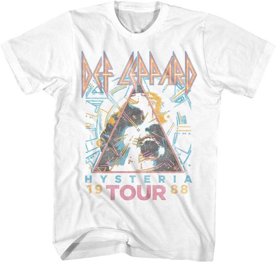 Discover Def Leppard 1980s Heavy Hair Metal Band T-Shirt Rock & Roll Hysteria 1988