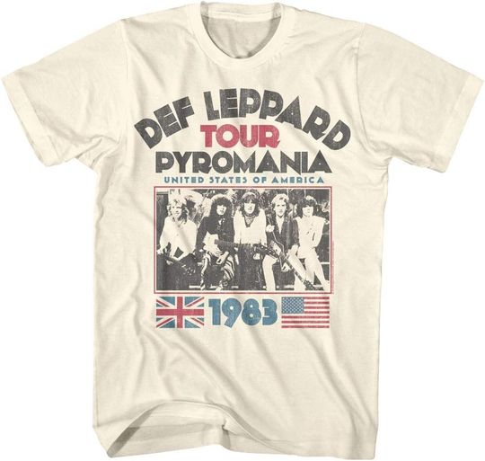 Discover Def Leppard 1983 Pyromania Tour T Shirt - Vintage Crew Neck Short Sleeve Band Tee for Men and Women