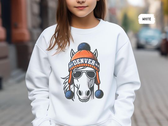 Discover Denver Footballl Youth Sweatshirt - Kids Crewneck Jumper, Children Pullover, Boys and Girls Sports Top, Athletic Teen Sweatshirt Denver