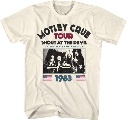 Discover American Classics Motley Crue 80s Hair Band T-Shirt Shout at The Devil Tour Short Sleeve Graphic Tee