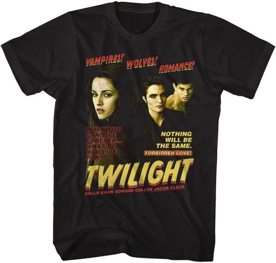 Discover Twilight Vampire Wolf Romance Graphic T-Shirt for Adults Short Sleeve Vintage Style