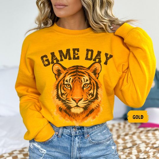 Discover Tiger Mascot Game day Sweatshirt, Sports Team Crewneck, School Spirit Jumper, College Fan Apparel, Athletic Team Sweatshirt for Men and