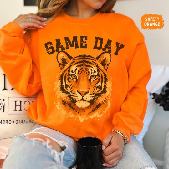 Discover Tiger Mascot Game day Sweatshirt, Sports Team Crewneck, School Spirit Jumper, College Fan Apparel, Athletic Team Sweatshirt for Men and