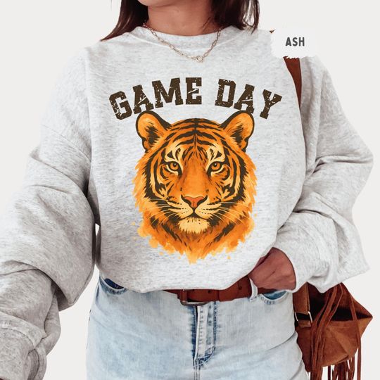 Discover Tiger Mascot Game day Sweatshirt, Sports Team Crewneck, School Spirit Jumper, College Fan Apparel, Athletic Team Sweatshirt for Men and