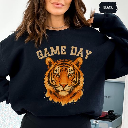 Discover Tiger Mascot Game day Sweatshirt, Sports Team Crewneck, School Spirit Jumper, College Fan Apparel, Athletic Team Sweatshirt for Men and