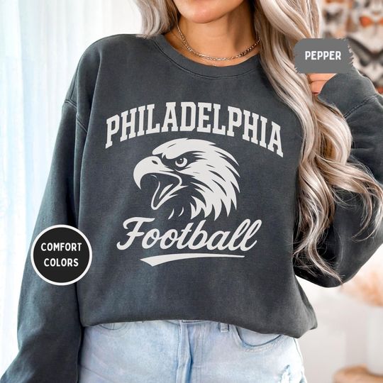 Discover Philadelphia Football Comfort Colors 1566 Sweatshirt - Vintage Unisex Crewneck Jumper, Team Apparel, Sports Fan Gift, Game Day Outfit,