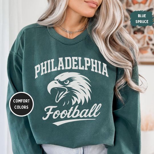 Discover Philadelphia Football Comfort Colors 1566 Sweatshirt - Vintage Unisex Crewneck Jumper, Team Apparel, Sports Fan Gift, Game Day Outfit,