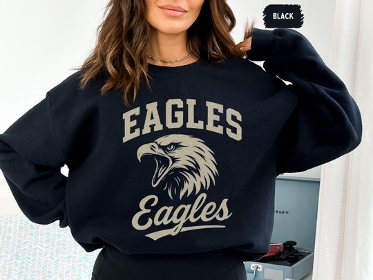 Discover Vintage Eagles Mascot Sweatshirt, Retro EagleGraphic Crewneck Jumper, School football Gift, College Spirit, Classic Eagles jumper Pullover