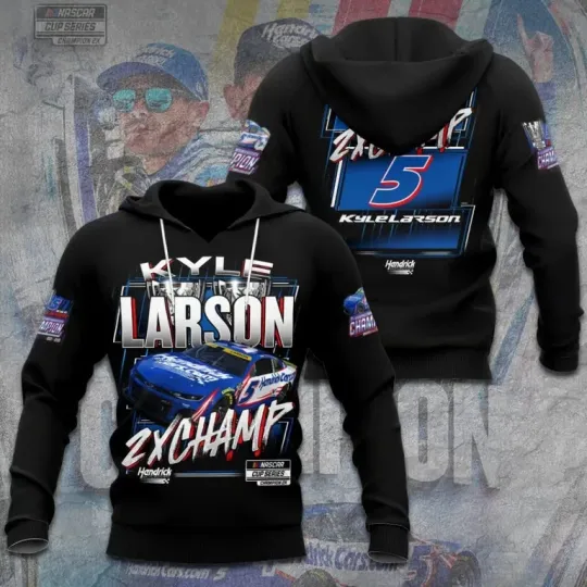 Discover Larson 2025 NASCAR Cup Series Champion 3D Apparel Hoodie