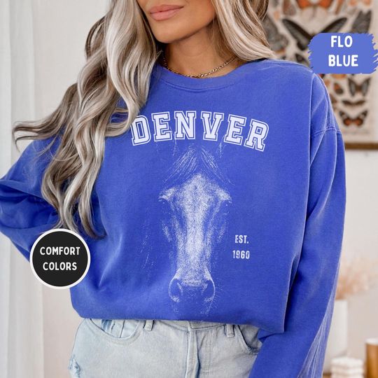 Discover Retro Denver Football Comfort Colors Sweatshirt, Unisex Garment-Dyed Crewneck, Retro Denver, Perfect Gift for Denver Fans, Gameday sweater
