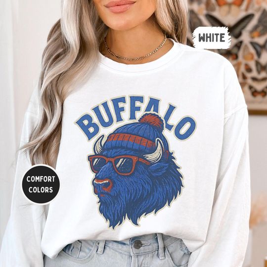 Discover Buffalo Football Comfort Colors Sweatshirt, Unisex Garment-Dyed Crewneck, Retro Buffalo, Perfect Gift for Buffalo Fans, Gameday sweatshirt