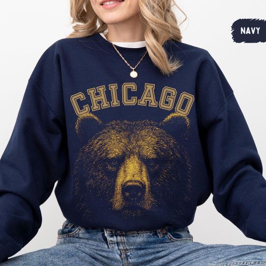 Discover Retro Chicago Football Sweatshirt, Vintage Chicago Football Crewneck, Unisex Fans Sweater, Team Apparel, Sports Fan Gift, Windy City sweat