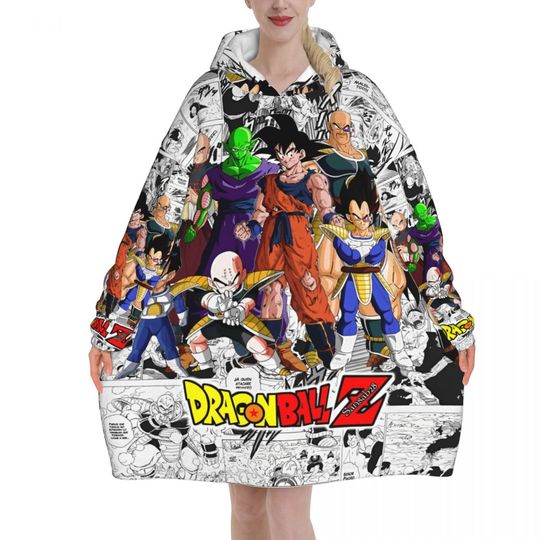 Dragon Ball DragonBall Anime Oversized Blanket Hoodie Sweatshirt Long Fleece Hooded Wearable Blanket