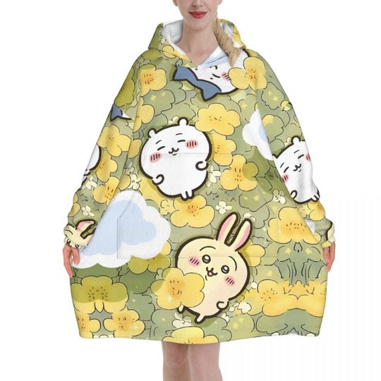 Discover Chiikawa Hachiware Usagi Blanket Hoodie Oversized Wearable Sweatshirt for Women and Girls