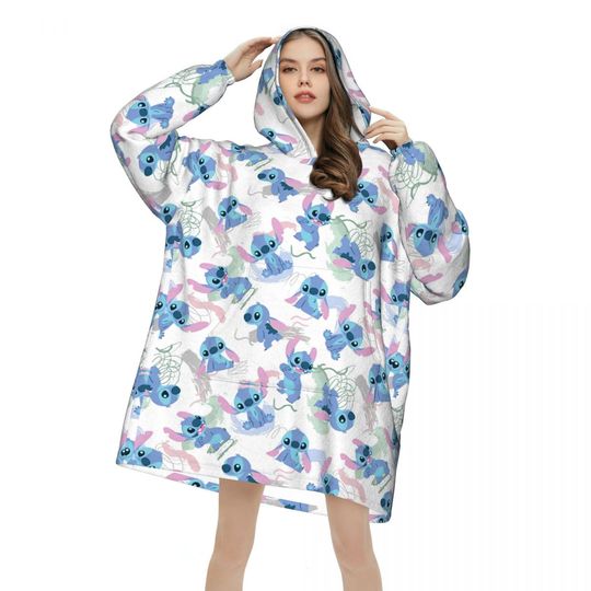 Discover Stitchs Wearable Blanket Hoodie for Women and Men, Thick Fleece Hooded Blanket with Pocket