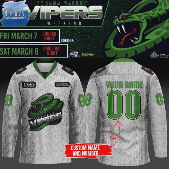Personalized Birmingham Bulls Cahaba Valley Vipers Hockey Shirt Men's Fan Gear