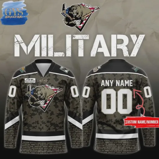Personalized Ut.ah Griz.zlies Military Appreciation Night Hockey Shirt Men's