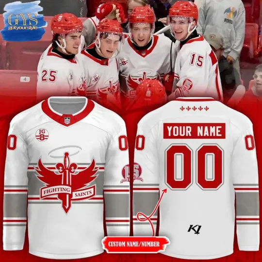 Discover Personalized Dubuque Fighting Saints 15th Anniversary Hockey Shirt Fan Gear Gift