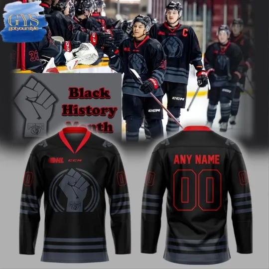 Discover Personalized Owen Sound Attack Black History Month Hockey Shirt Men's Fan Gear