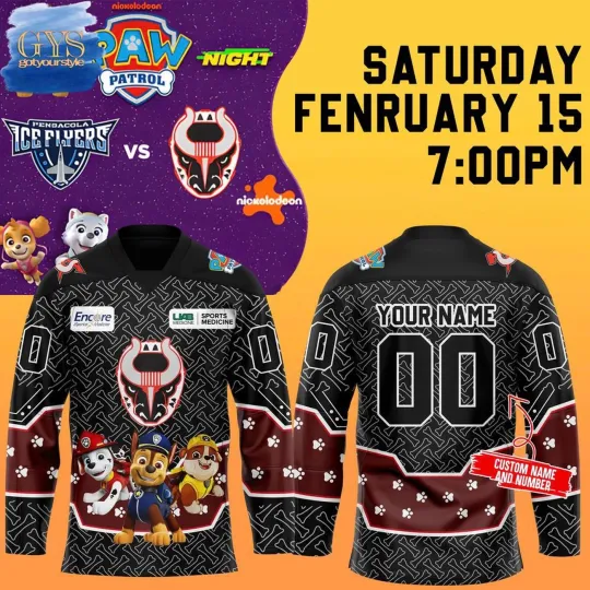 Personalized Birmingham Bulls Paw Patrol Night Hockey Shirt Men's Fan Gear Gift
