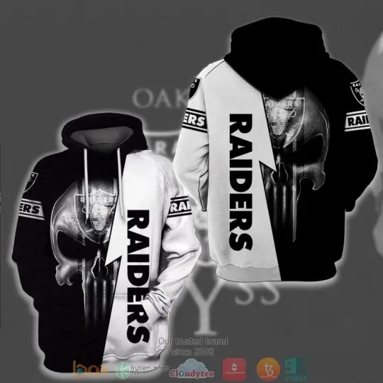 football Las Vegas Punisher Skull Black White 3D Hoodie, Gift For Fans, Christmas Gift