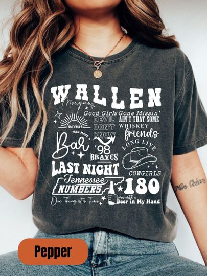 Discover Wallen Country Concert T-Shirt with Pink Western Boot Graphic