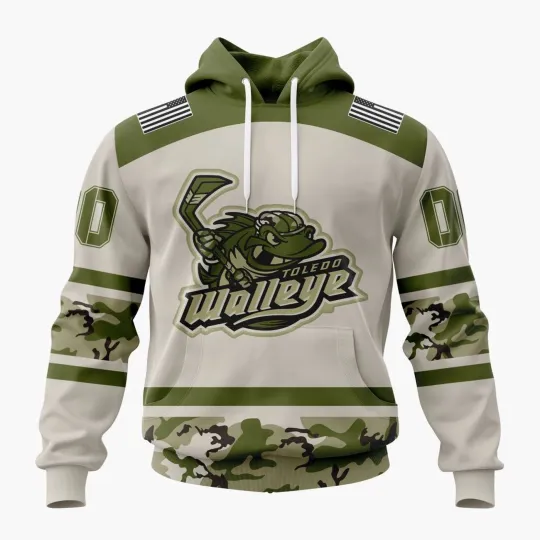 Personalized Toledo Walleye Hoodie Military Appreciation Design