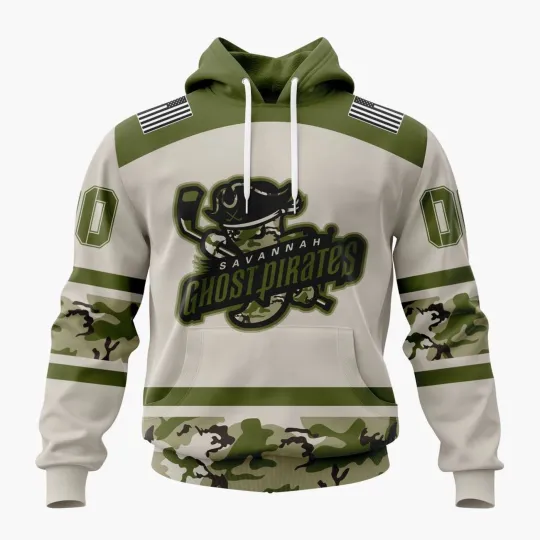 Discover Personalized Savannah Ghost Pirates Hoodie Military Appreciation Design