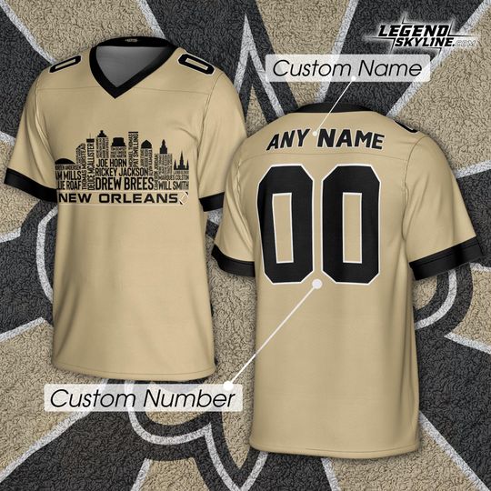 Discover New Orleans Custom Football Jersey - Team Legends, Skyline Design, Personalized Name and Number