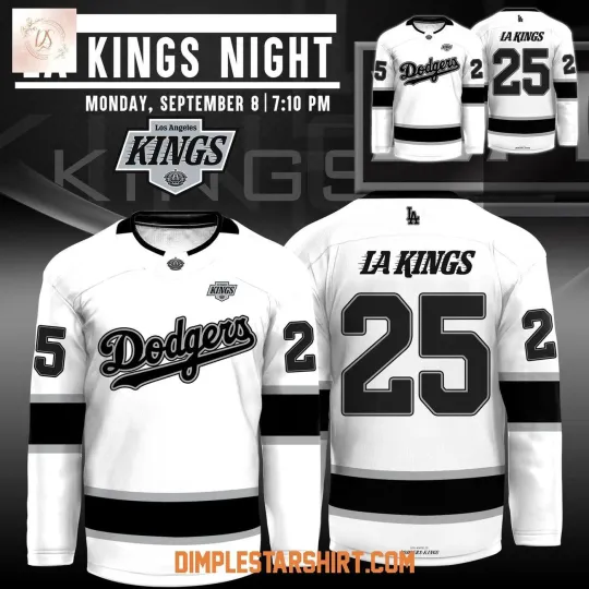 Discover Custom Los Angeles Dodgers x Los Angeles Kings Night 2025 Men's Hockey Jersey