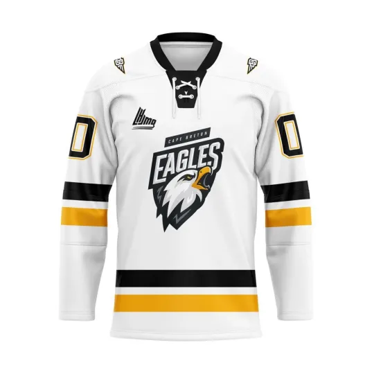 Discover Personalized Cape Breton Eagles White Lace Hockey Shirt Men's Fan Gear Gift
