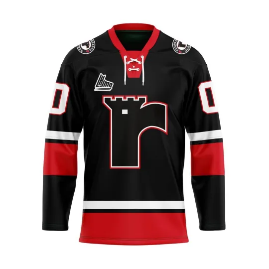 Personalized Quebec Remparts Black Lace Hockey Shirt Men's Fan Gear Xmas Gift
