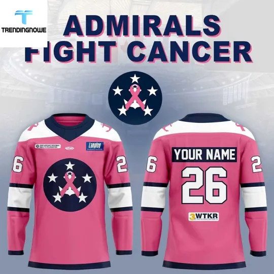 Discover Personalized Norfolk Admirals Fight Cancer Hockey Shirt Men's Fan Gear Gift 2025