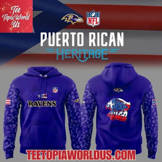 Ravens Puerto Rican Heritage Hoodie, Gift For Fans, Christmas Gift