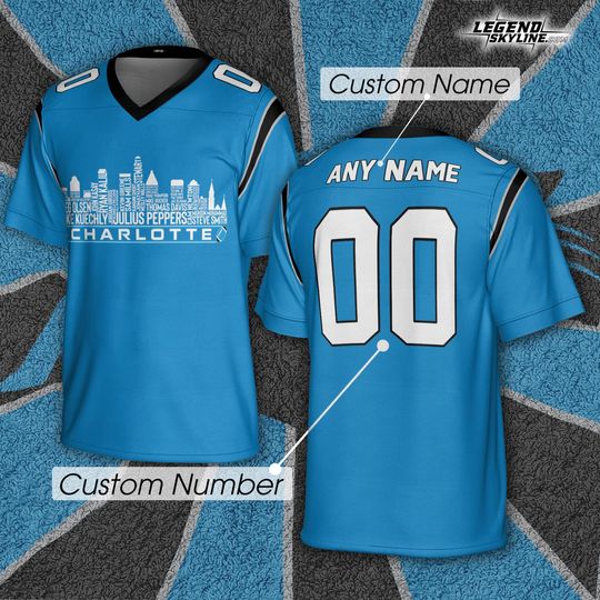 Discover Charlotte Custom Hockey Jersey with Team Legends, City Skyline Design, Personalized Name and Number