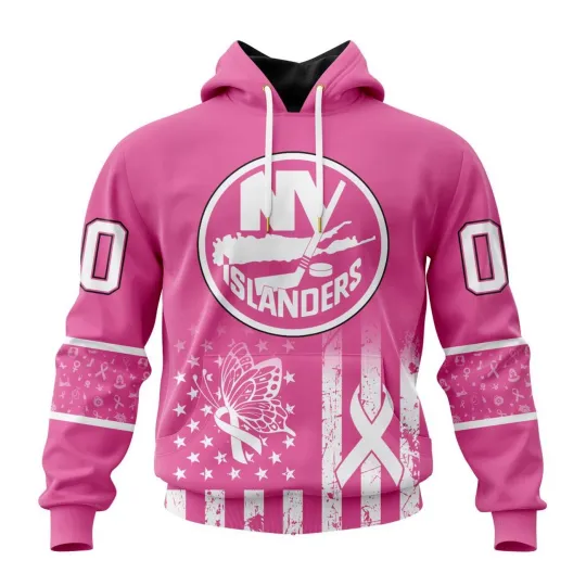 Discover Personalized New York Islanders Hoodie Breast Cancer Awareness Design