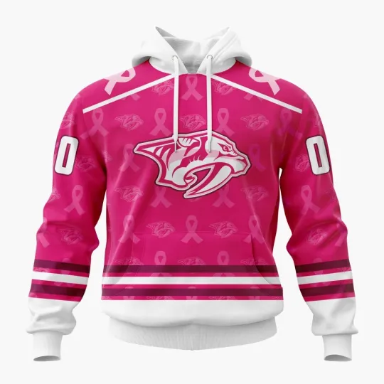 Discover Personalized Nashville Predators Hoodie Pink Fights Breast Cancer