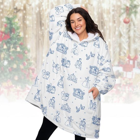 Discover Cinde Princess Christmas Blanket Hoodie, Fairytale Princess Wearable Blanket, Disney Princess Sherpa Hoodie, Magic Kingdom