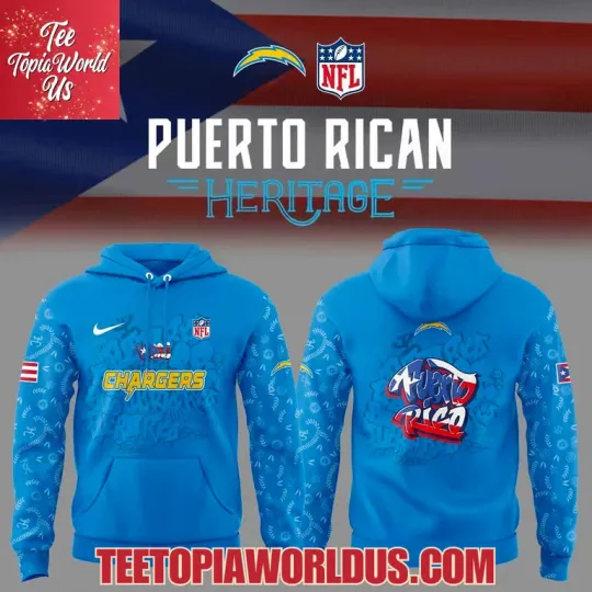 Discover Chargers Puerto Rican Heritage Hoodie, Gift For Fans, Christmas Gift