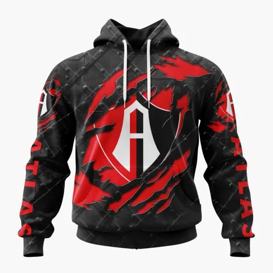 Discover Personalized LIGA MX Atlas F.C Hoodie 2025 Special Black Metal
