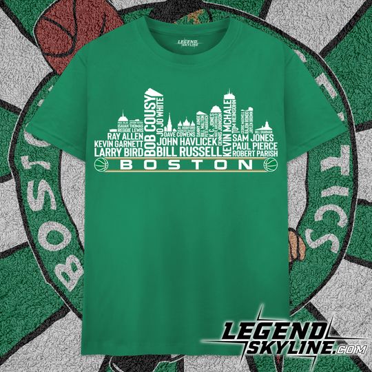 Discover Boston Basketball Legends Skyline T-Shirt