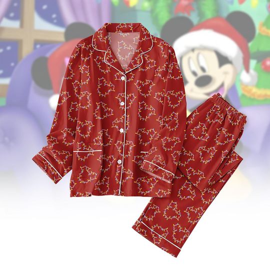 Discover Mickey Christmas Light Pajamas Set, Disney Mickey Holiday Pajamas, Disneyland Trip Pajamas For Party, Magic Kingdom Pjs