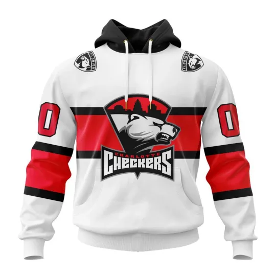 Personalized Charlotte Checkers Hoodie 2025/26 White Design