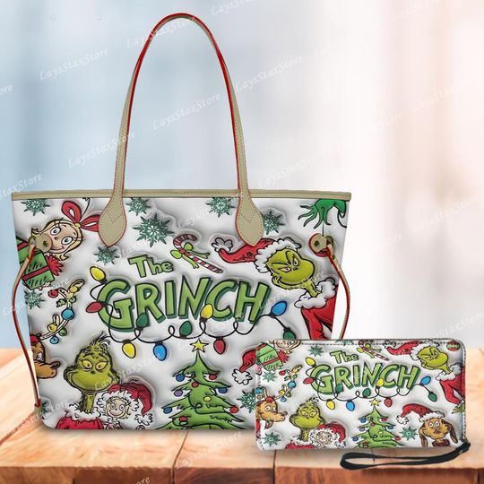 Discover Personalized funny character Christmas Tote Handbag, funny character Women Bags, funny character Lovers Handbag, Woman Handbag, Custom Leather Bag, Christmas Gifts