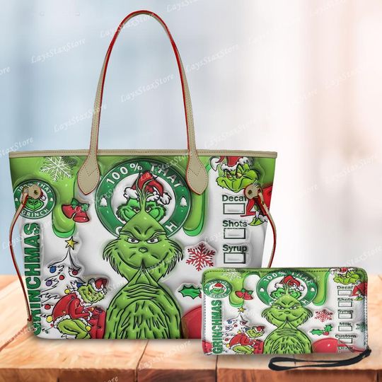 Discover Personalized funny character Christmas Tote Handbag, funny character Women Bags, funny character Lovers Handbag, Woman Handbag, Custom Leather Bag, Christmas Gifts