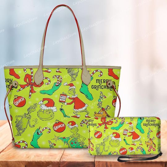 Discover Personalized funny character Christmas Tote Handbag, funny character Women Bags, funny character Lovers Handbag, Woman Handbag, Custom Leather Bag, Christmas Gifts