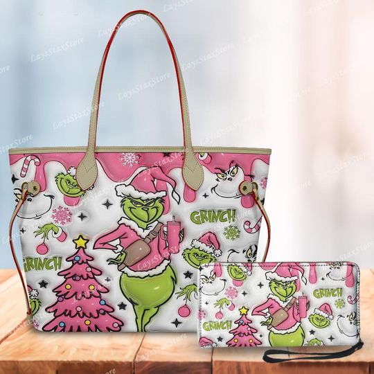 Discover Personalized funny character Christmas Tote Handbag, funny character Women Bags, funny character Lovers Handbag, Woman Handbag, Custom Leather Bag, Christmas Gifts