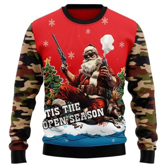 Discover 2026 New Men's Festival Sweater Santa Claus Round Neck Long Sleeve Sweater Loose and Comfortable Top Suitable for Various Occasi